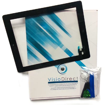 VISIODIRECT Vitre ecran tactile pour Ipad 5 A1822 A1823 9.7"" noir bouton home adh&eacute;sifs + outils