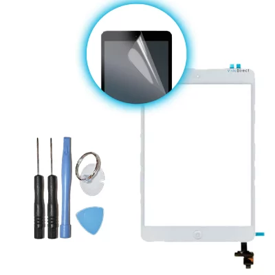 GENERIQUE Vitre ecran tactile pour iPad mini touch blanc, IC et bouton + film protecteur - Visiodirect -