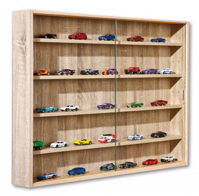 Vitrine murale pour miniatures 5 niveaux bois ch&ecirc;ne clair Colec