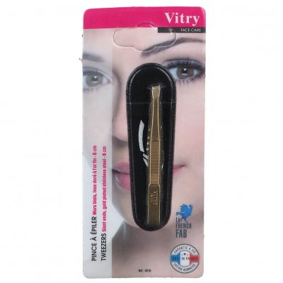 VITRY  Pince&agrave;&eacute;piler inox dor&eacute;en or fin mors de biais
