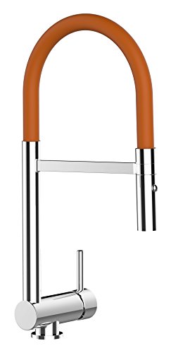 VIZIO  Mitigeur &eacute;vier rabattable 6cm douchette &eacute;tirable 2 jets robinet cuisine JAUNE sous fen&ecirc;tre