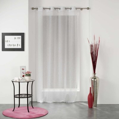 Voilage a oeillets 140 x 240 cm voile tisse applique elea Blanc/argent