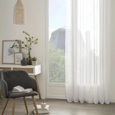 Voilage blanc Anissa 140X240 Atmosphera cr&eacute;ateur d'int&eacute;rieur - Blanc