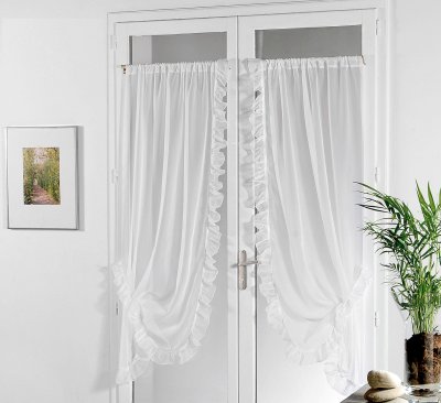 Voilage Bonne Femme frou-froutant Blanc 95 x 210 cm - Blanc