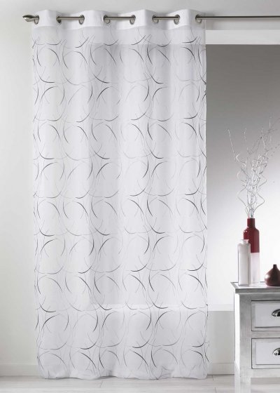Voilage en Etamine L&eacute;g&egrave;re Artistique - Gris - 140 x 260 cm