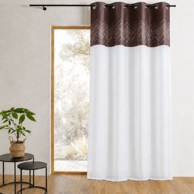Voilage en jacquard avec parement haut ""chevron"" 140 x 240 cm