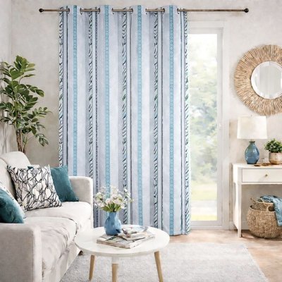 Voilage en organza &agrave; fines rayures z&eacute;br&eacute;es 140 x 260 cm
