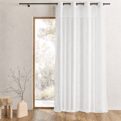Voilage en organza &agrave; rayures verticales - Gris - 150 x 260 cm