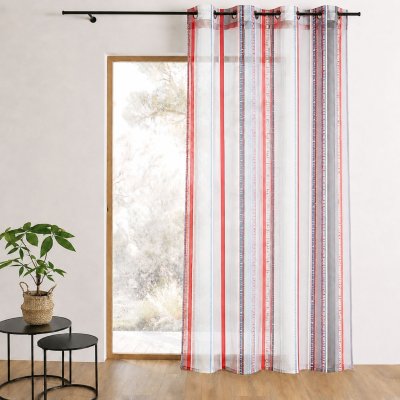 Voilage en organza jacquard &agrave; rayures verticales color&eacute;es 140 x 260 cm