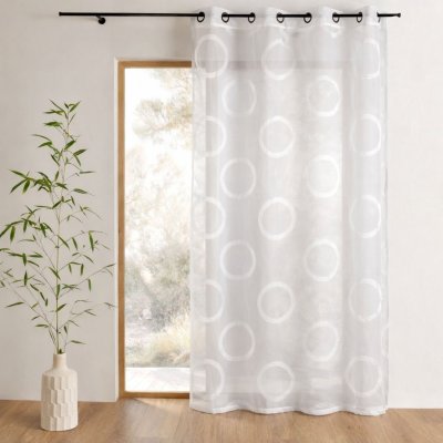Voilage en organza jacquard ronds - Ivoire - 140 x 240 cm