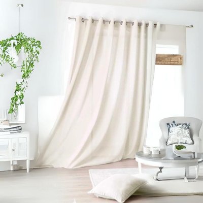 Voilage Grande Largueur &agrave; Effet Mousseline - Blanc - 300 x 240 cm