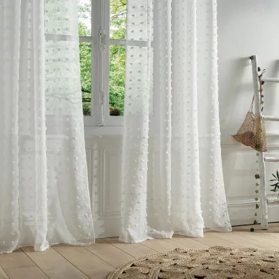 Voilage Lily - Blanc - 140x240 cm - Atmosphera cr&eacute;ateur d'int&eacute;rieur