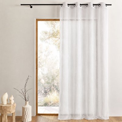 Voilage Organza fantaisie goutte m&eacute;tallique Blanc 150 x 260 cm - Blanc