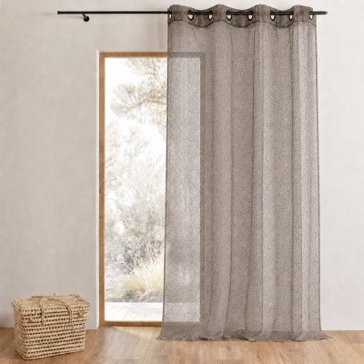 Voilage organza gribouillis et bulles brod&eacute;e - Gris - 140 x 240 cm