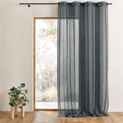 Voilage tiss&eacute; et filet&eacute; Anthracite 300 x 240 cm - Anthracite