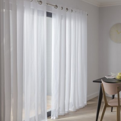 Voilage uni et transparent - Blanc - 145 x 240 cm