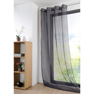 Voilage Uni l&eacute;ger avec 16 Coloris Anthracite 135 x 260 cm - Anthracite