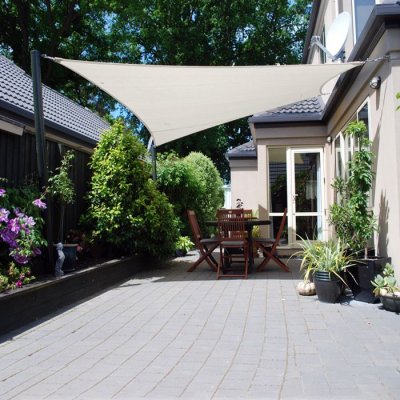 COTE STORE Voile d'ombrage 4 x 4 m imperm&eacute;able 220g/m&sup2; Haute densit&eacute; - Tissu d&eacute;perlant - Beige cr&egrave;me