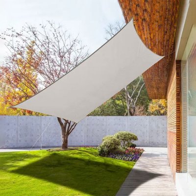 COTE STORE Voile d'ombrage 5 x 3 m imperm&eacute;able 220g/m&sup2; Haute densit&eacute; - Tissu d&eacute;perlant - Taupe cendr&eacute;