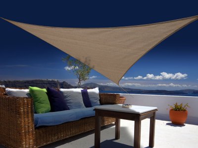 JARDILINE Voile d'ombrage Austral triangulaire 3.60m c&ocirc;t&eacute; brun havane 