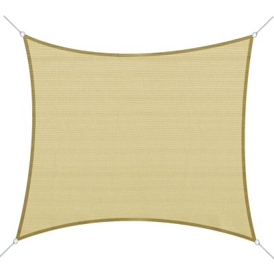 OUTSUNNY Voile d'ombrage carr&eacute; 3 x 3 m poly&eacute;thyl&egrave;ne haute densit&eacute; r&eacute;sistant aux UV coloris sable