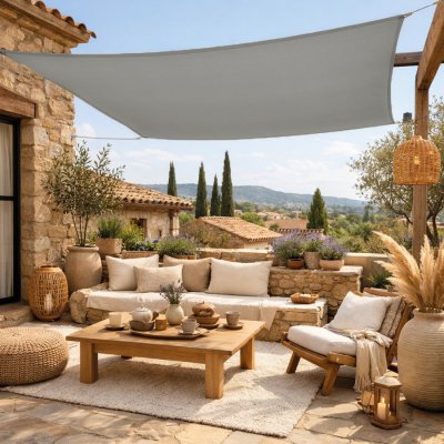 LINXOR Voile d'ombrage carr&eacute; pour terrasse, jardin, toile imperm&eacute;able et r&eacute;sistant UV - 2 x 2 m - Gris -