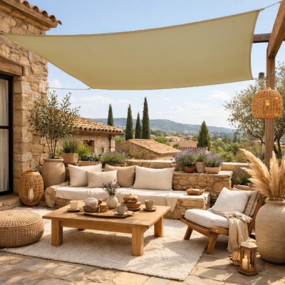 LINXOR Voile d'ombrage carr&eacute; pour terrasse, jardin, toile imperm&eacute;able et r&eacute;sistant UV - 2 x 2 m - Sable -