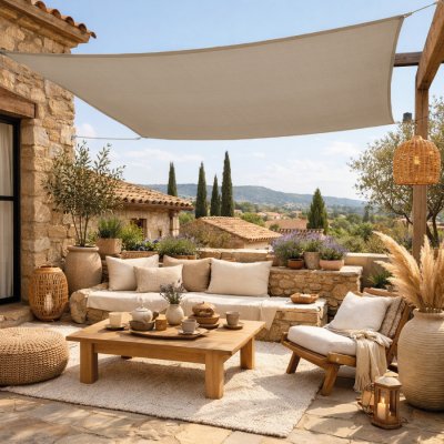 LINXOR Voile d'ombrage carr&eacute; pour terrasse, jardin, toile imperm&eacute;able et r&eacute;sistant UV - 2 x 2 m - Taupe -