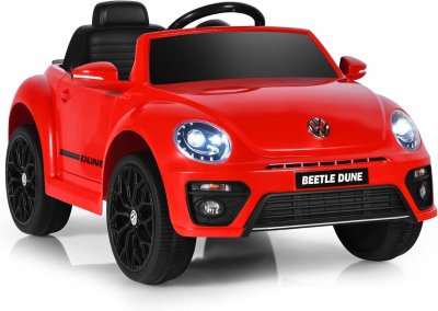 COSTWAY Voiture &eacute;lectrique enfant VW Beetle t&eacute;l&eacute;commande 2,4 GHz, lumi&egrave;res musique 30kg