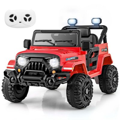GOPLUS Voiture Electrique Enfants 12V avec T&eacute;l&eacute;commande Parentale Musique Klaxon Phares Charge 30KG Rouge