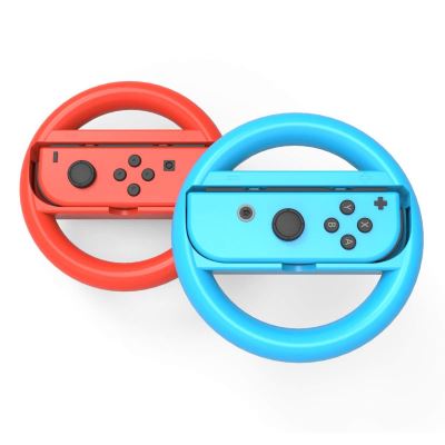 GENERIQUE Volant x2 pour Manette Joy-Con NINTENDO Switch Mario Kart Ergonomique Lot de 2 (BLEU/ROUGE)