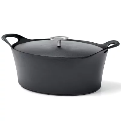 CUISINOX Volcan - cocotte ovale 29cm fonte de fer &eacute;maill&eacute;e noire avec couvercle