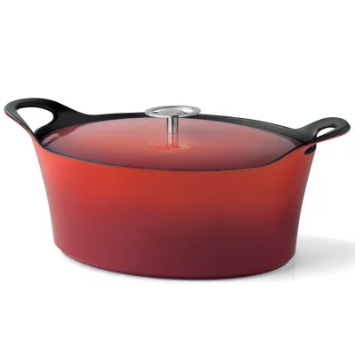 CUISINOX Volcan - cocotte ovale 29cm fonte de fer &eacute;maill&eacute;e rouge avec couvercle