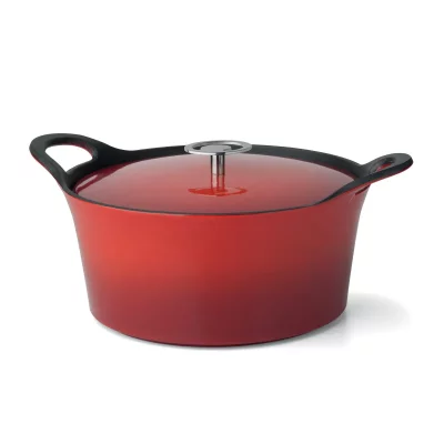 CUISINOX Volcan - cocotte ronde 20cm fonte de fer &eacute;maill&eacute;e rouge avec couvercle