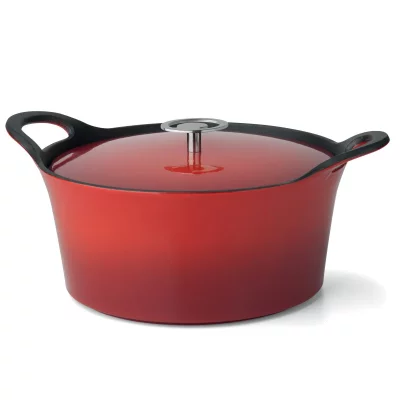 CUISINOX Volcan - cocotte ronde 24cm fonte de fer &eacute;maill&eacute;e rouge avec couvercle
