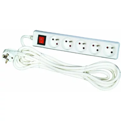 VOLTMAN  DIO013035 Bloc 5 prises 2P + T + Interrupteur cordon 1,5 m