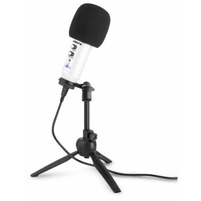 VONYX  CM320B - Microphone studio USB avec tr&eacute;pied - Blanc