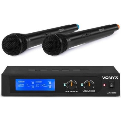 VONYX  WM522 - Set de 2 microphones sans fil - 2 Canaux, syst&egrave;me VHF avec valise de transport fournie