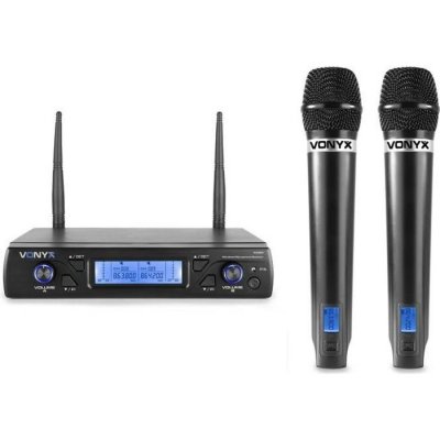 VONYX  WM62 Microphone sans fil UHF 16Ch avec 2 microphones &agrave; main - Kits de microphones
