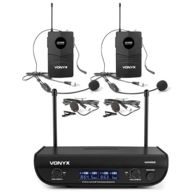 VONYX  WM82B Digital Set de micros sans fil 2 canaux UHF - Port&eacute;e 50 m