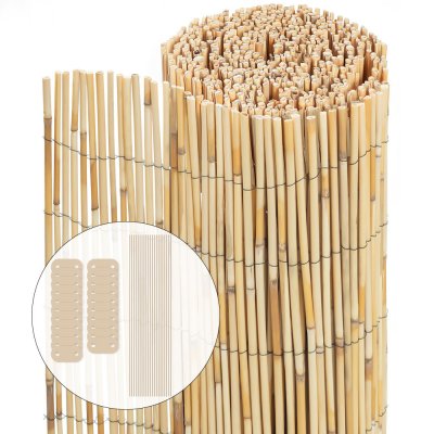 VOUNOT  Canisse en roseau naturel Brise vue avec attaches de fixation 140x600cm 