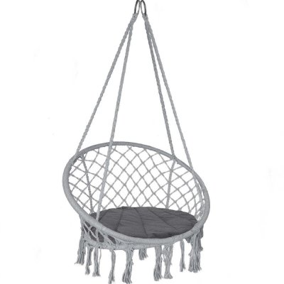 VOUNOT  Fauteuil suspendu avec coussin rond gris