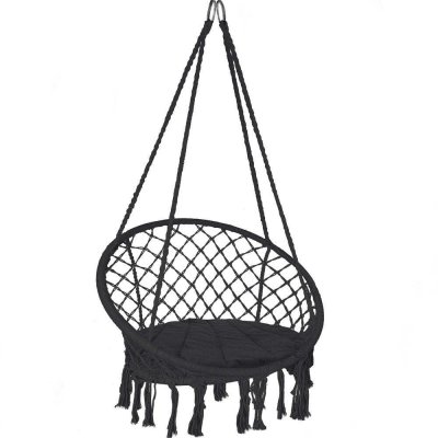 VOUNOT  Fauteuil suspendu avec coussin rond noir
