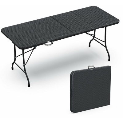 VOUNOT  Table de camping pique nique pliable 180cm HDPE polyrotin noire