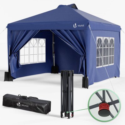 VOUNOT  Tonnelle de Jardin 3x3m POP UP installation facile avec portes et fenetres Bleu 