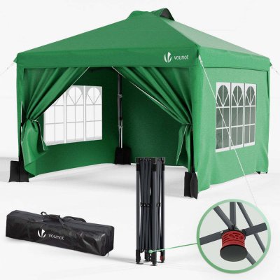 VOUNOT  Tonnelle de Jardin 3x3m POP UP installation facile avec portes et fenetres Vert