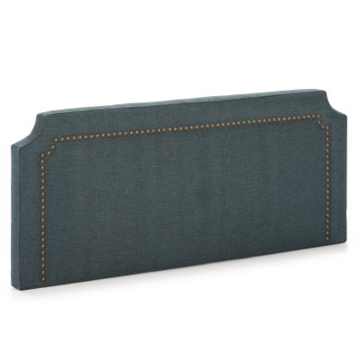 MARCKONFORT Vs Venta-Stock T&ecirc;te de lit tapiss&eacute;e 140x60 cm bleu, clous en marron