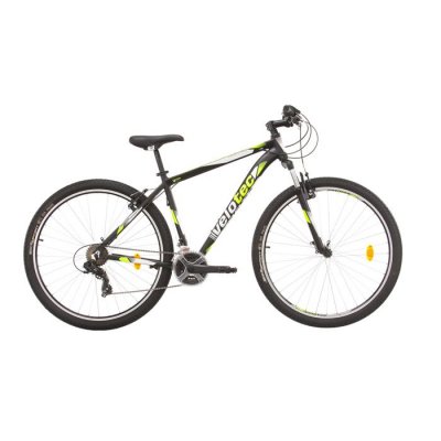 VELOTEC VTT 29'' Cadre Aluminium - Fourche T&eacute;lescopique - 21 Vitesses avec &eacute;quipement Shimano (Noir & Jaune)