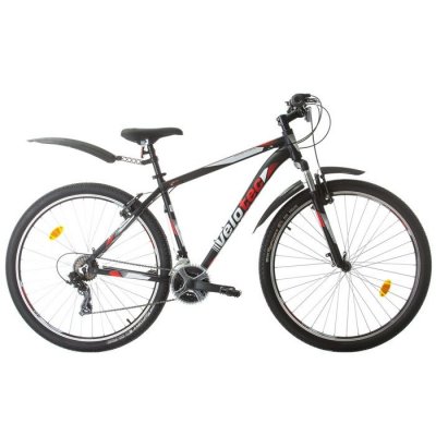 VELOTEC VTT 29'' Cadre Aluminium - Fourche T&eacute;lescopique - 21 Vitesses avec &eacute;quipement Shimano (Noir & Rouge)