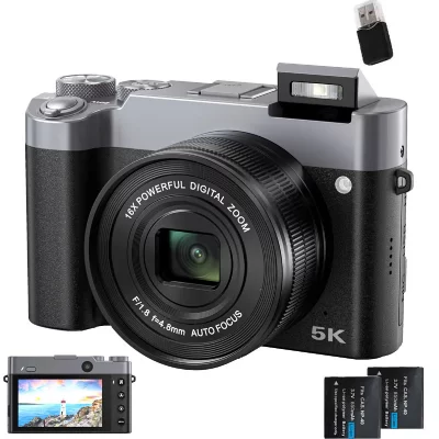 SZSMART VURAHOME Appareil Photo Num&eacute;rique 5K 64MP Autofocus 3.6"" 2 batteries DC208N